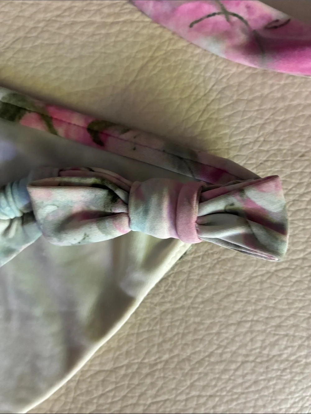 CHANEL Pastel Floral Triangle Bikini in Pink and Green